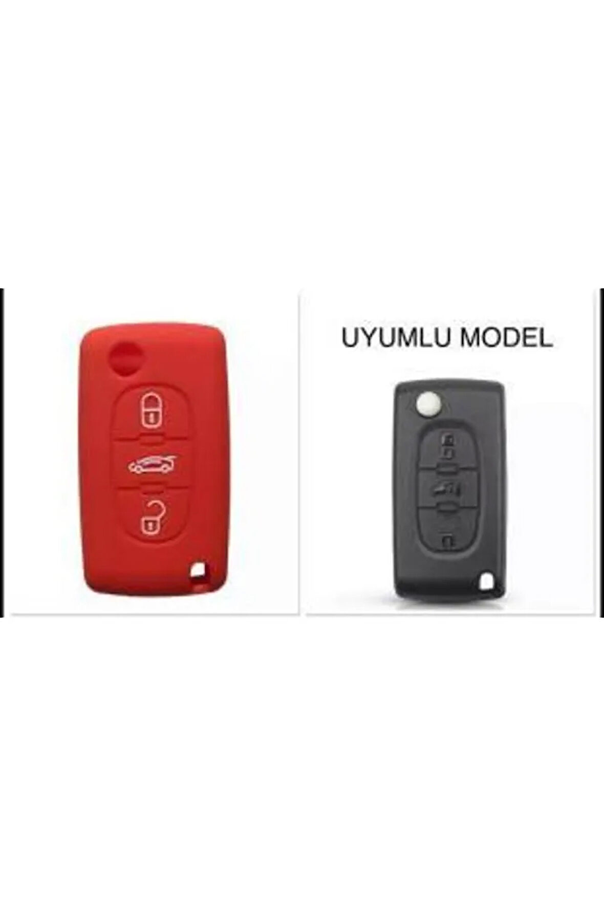 Citroen Berlingo Xsara Picasso C2 C3 C4 C5 C6 C8 Uyumlu 3 Tuş Silikon Anahtar Koruma Kılıf Kırmızı