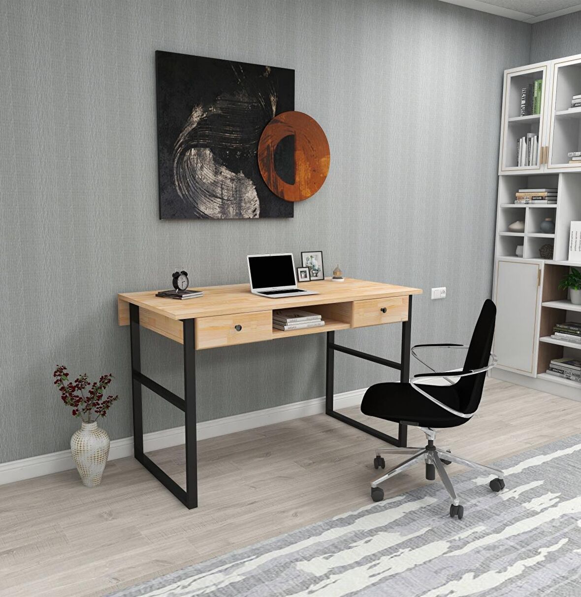 Woodesk Allen Çalışma Masası Ahşap 75 x 120 cm Açık Ceviz 