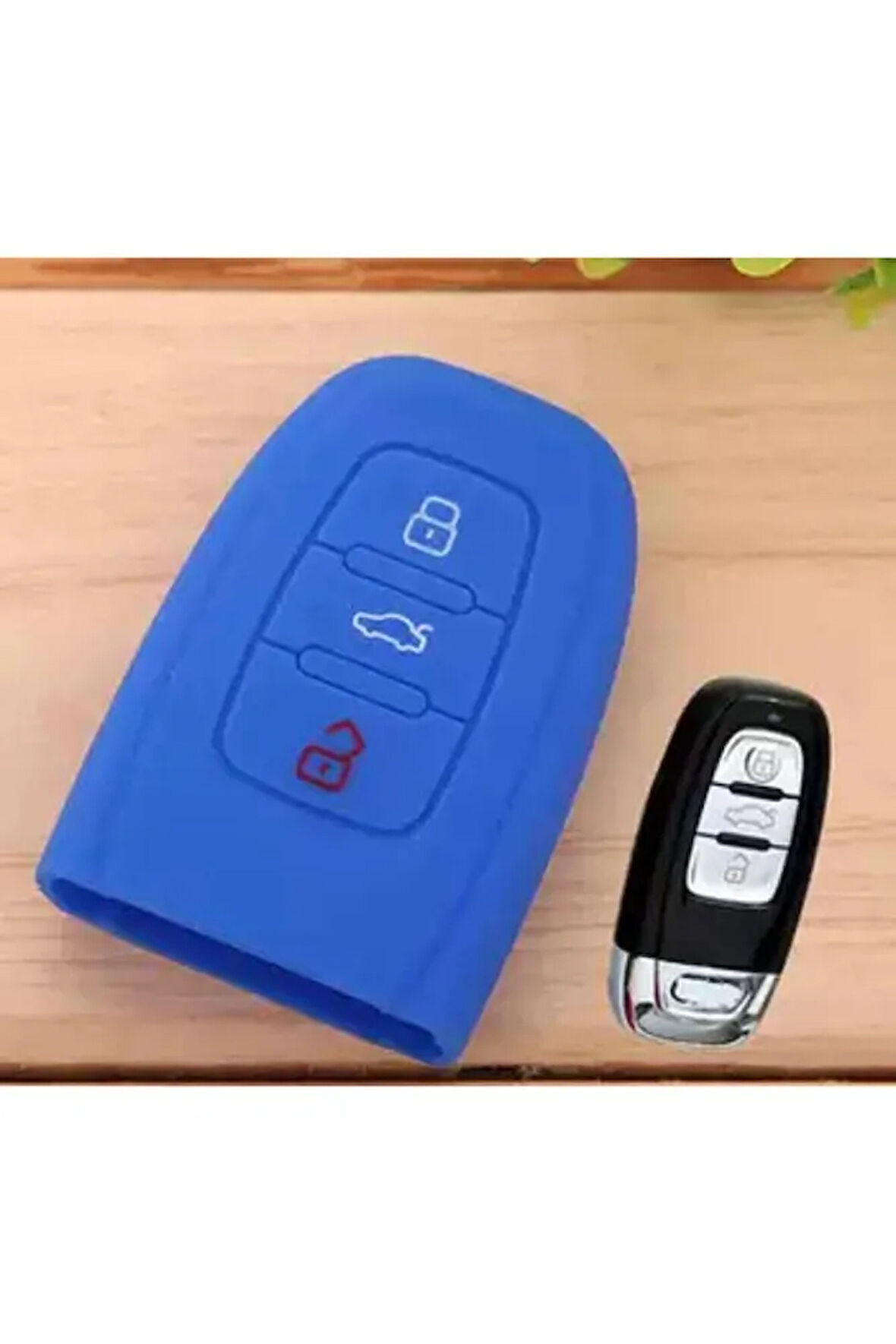 Audi A2 A3 A4 A6 A8 Tt Uyumlu Silikon Anahtar Koruma Kılıfı Mavi Renk