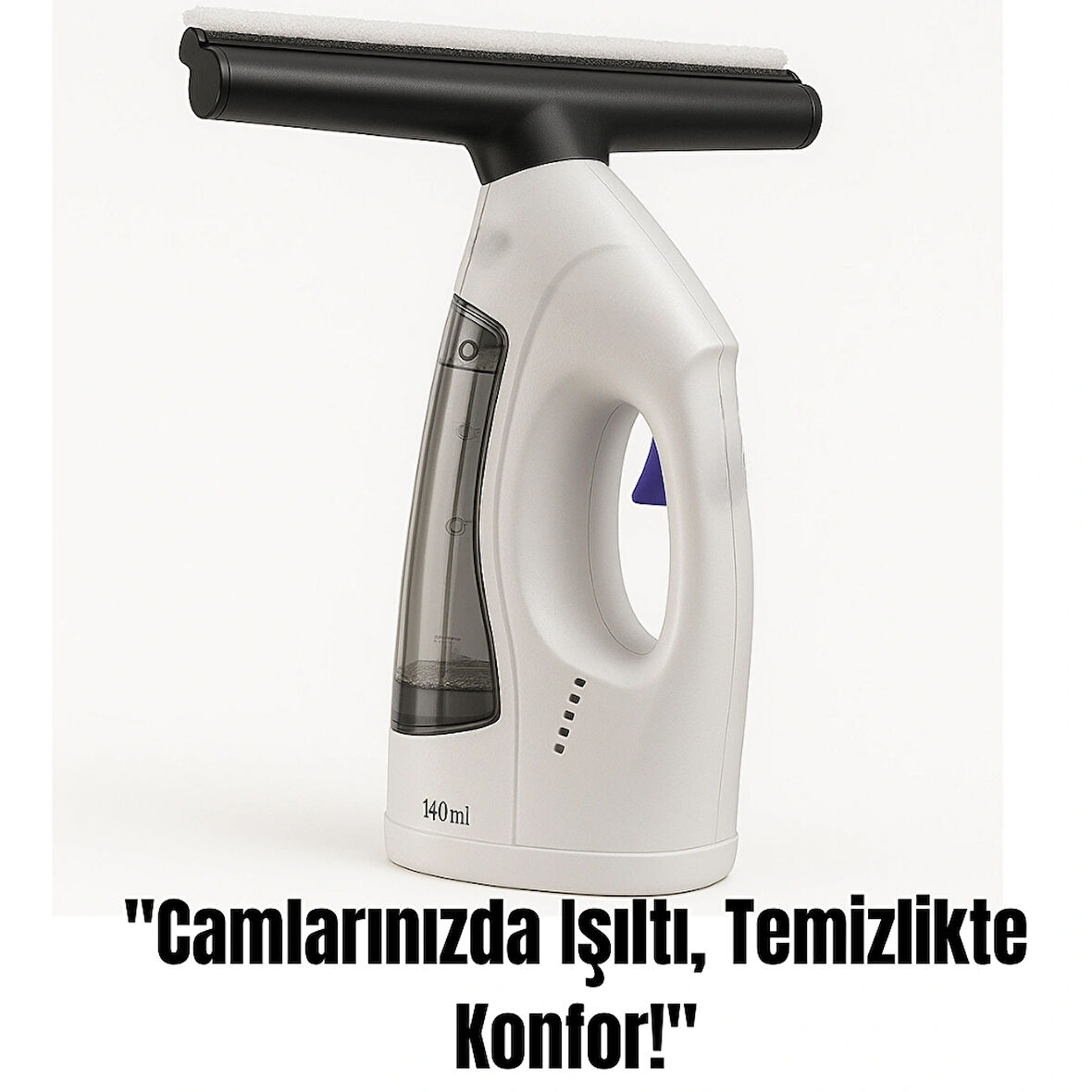 Kablosuz Su Püskürtmeli Cam Temizleme Makinesi - Çift Hazneli, 20W Güçlü Motor, Ergonomik Tasarım