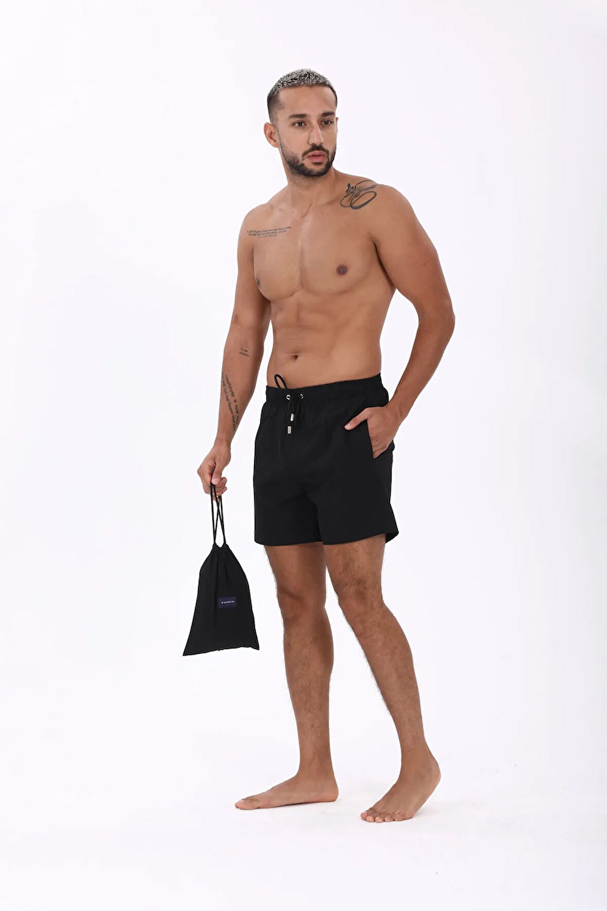 Stretch Siyah Deniz Şortu