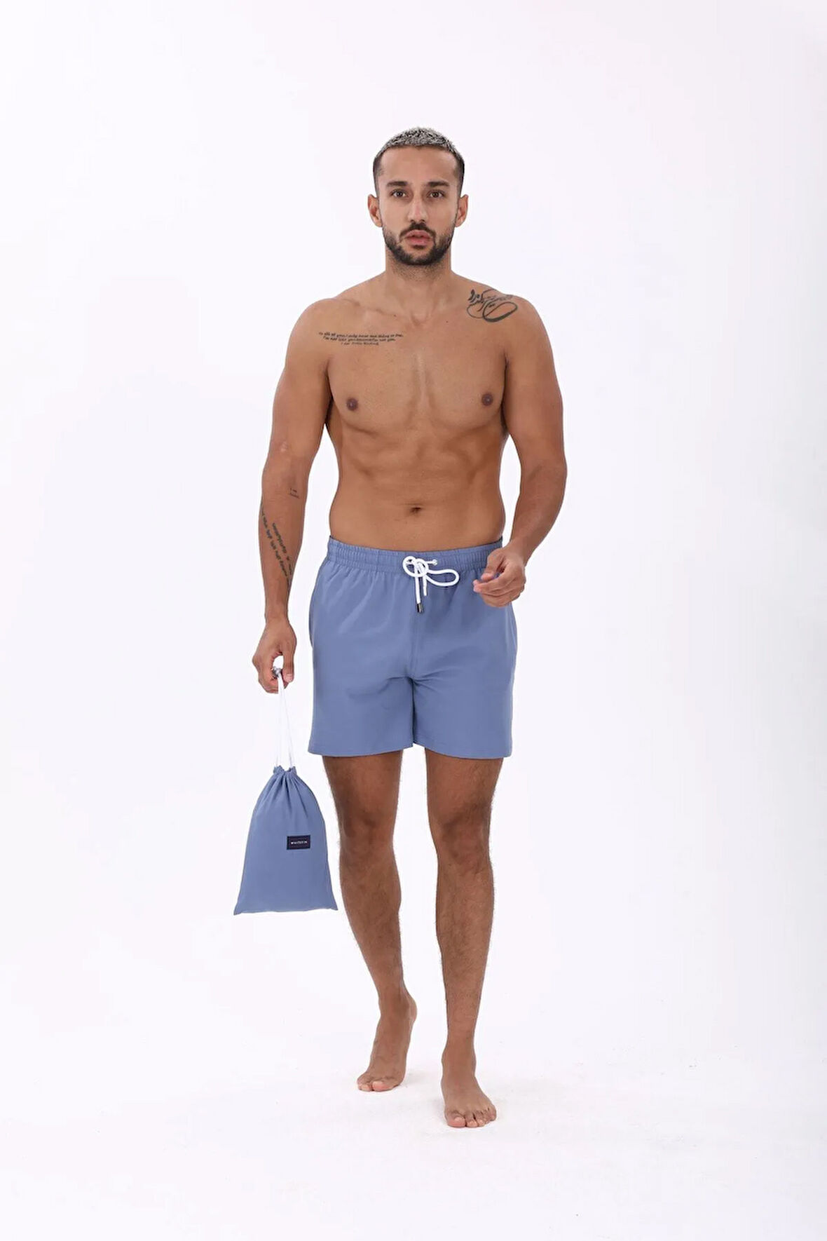 Stretch Mavi Deniz Şortu