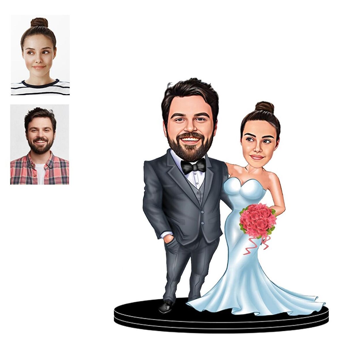 Kişiye Özel Gelin Damat4 3D Ahşap Biblo Sevgiliye Hediye,Doğum Günü Hediyesİ,