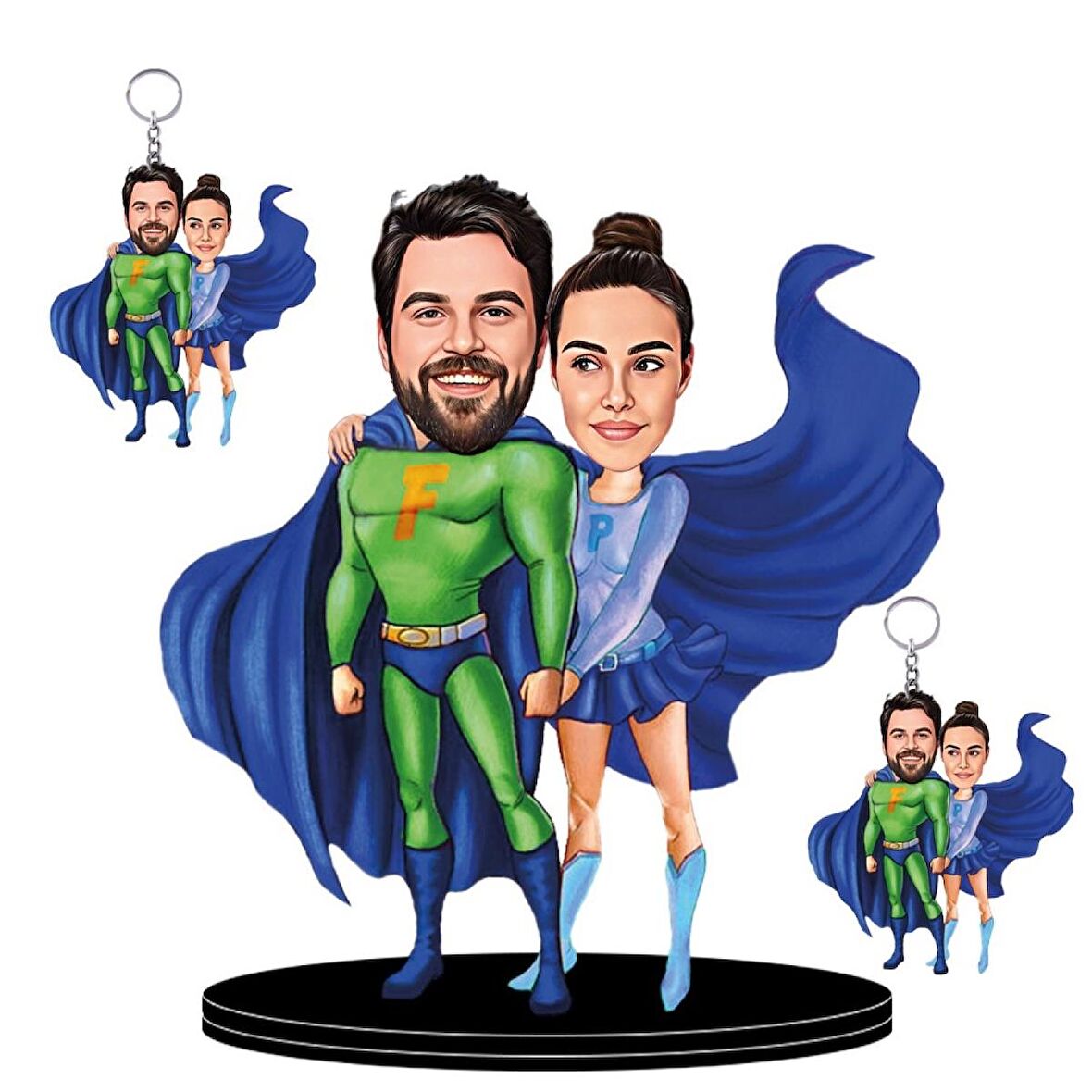 Kişiye Özel Süper İkili 3D Ahşap Biblo,Sevgiliye Hediye,Doğum Günü Hediyesİ,