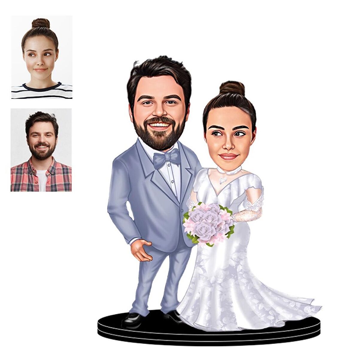 Kişiye Özel Gelin Damat6 3D Ahşap Biblo Sevgiliye Hediye,Doğum Günü Hediyesİ,