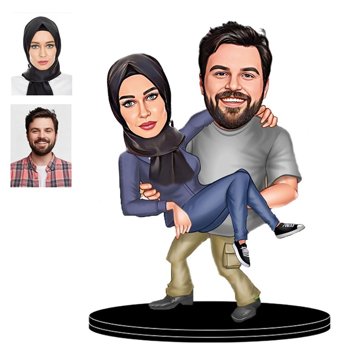Kişiye Özel Çift Figürlü3 +2 Adet Anahtarlık Hediyeli  3D Ahşap Biblo,Sevgiliye Hediye