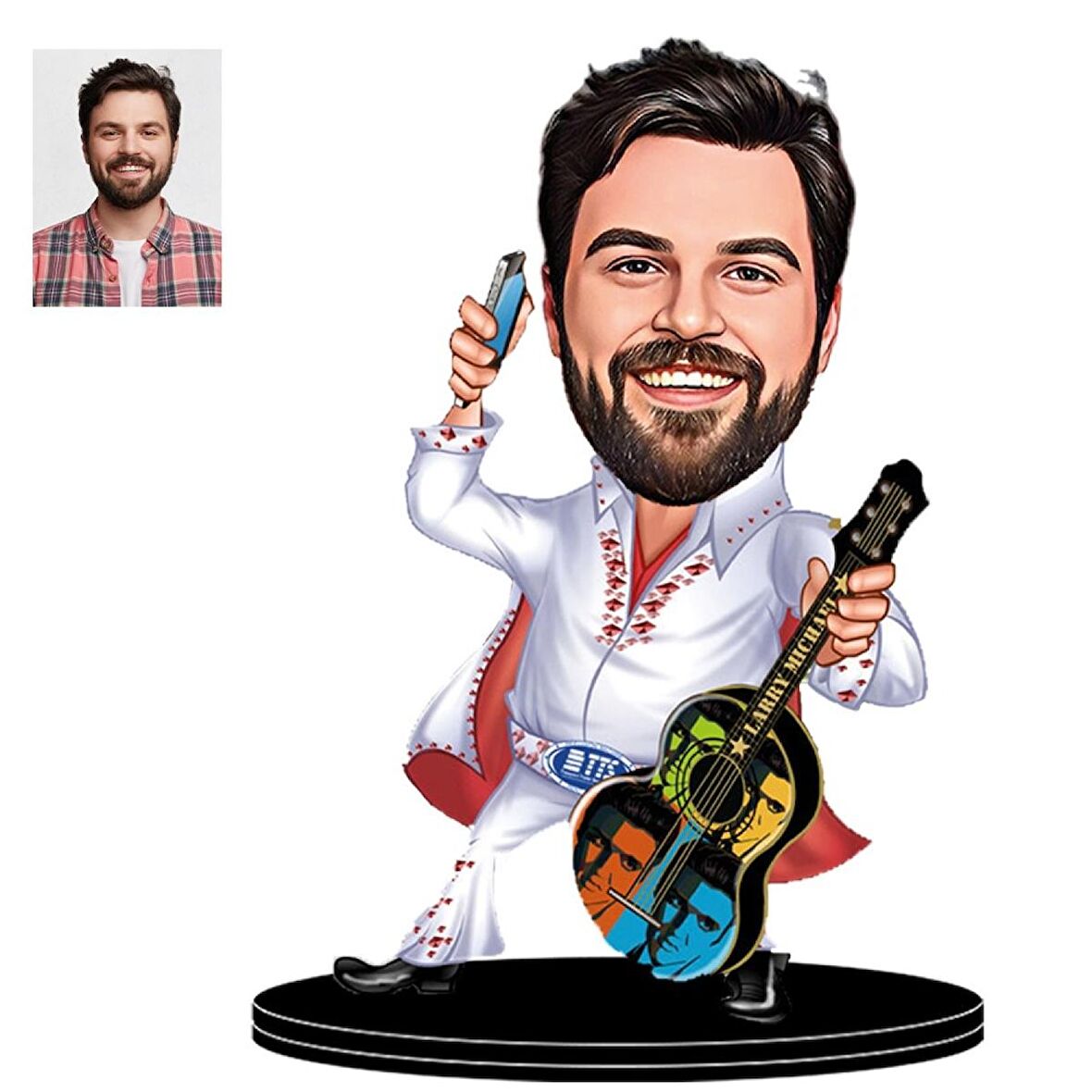 Kişiye Özel Gitarist Fügürlü 3D Ahşap Biblo,Sevgiliye Hediye,Doğum Günü Hediyesi,