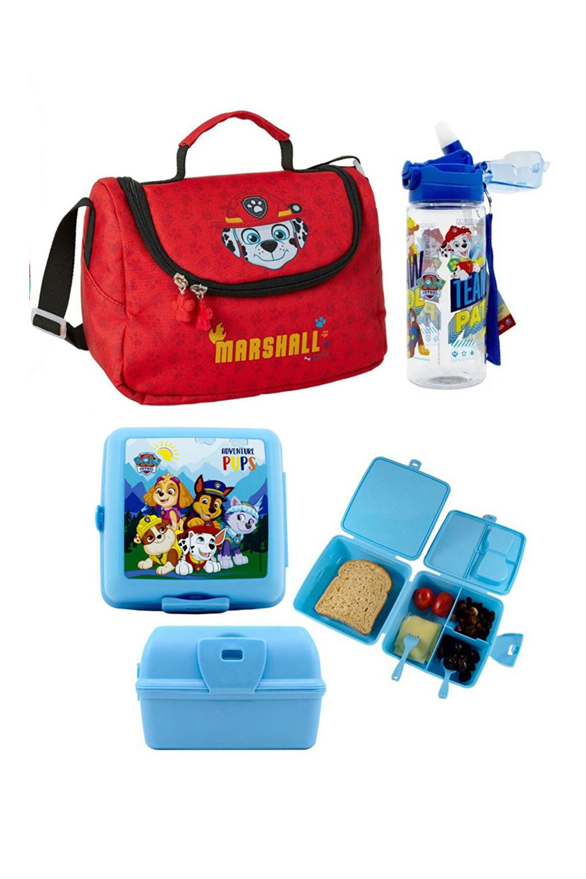 Paw Patrol  Beslenme Çantası + Suluk + Beslenme Yemek Kabı (3Lü Set)