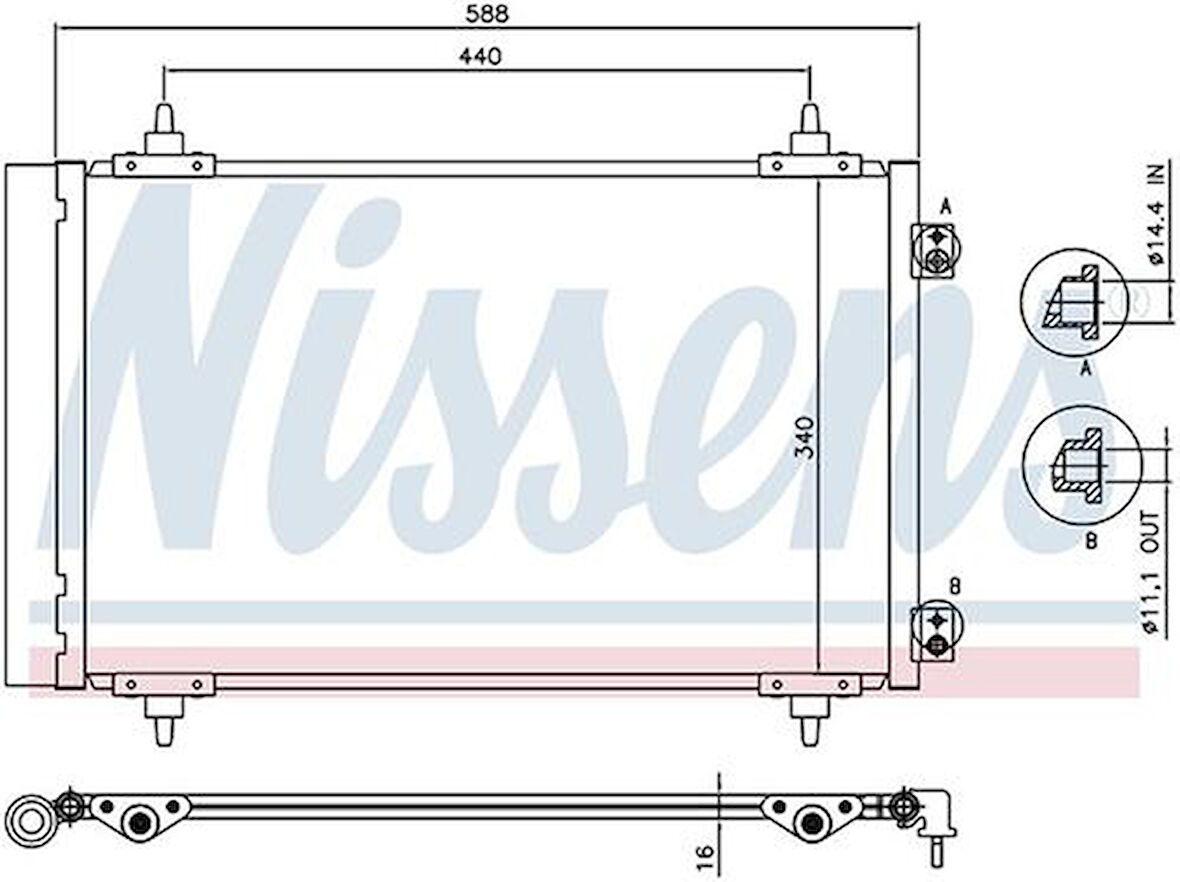 Wisco 6455.ES Klima Radyatörü Mt 588X340X16mm 6455.ES