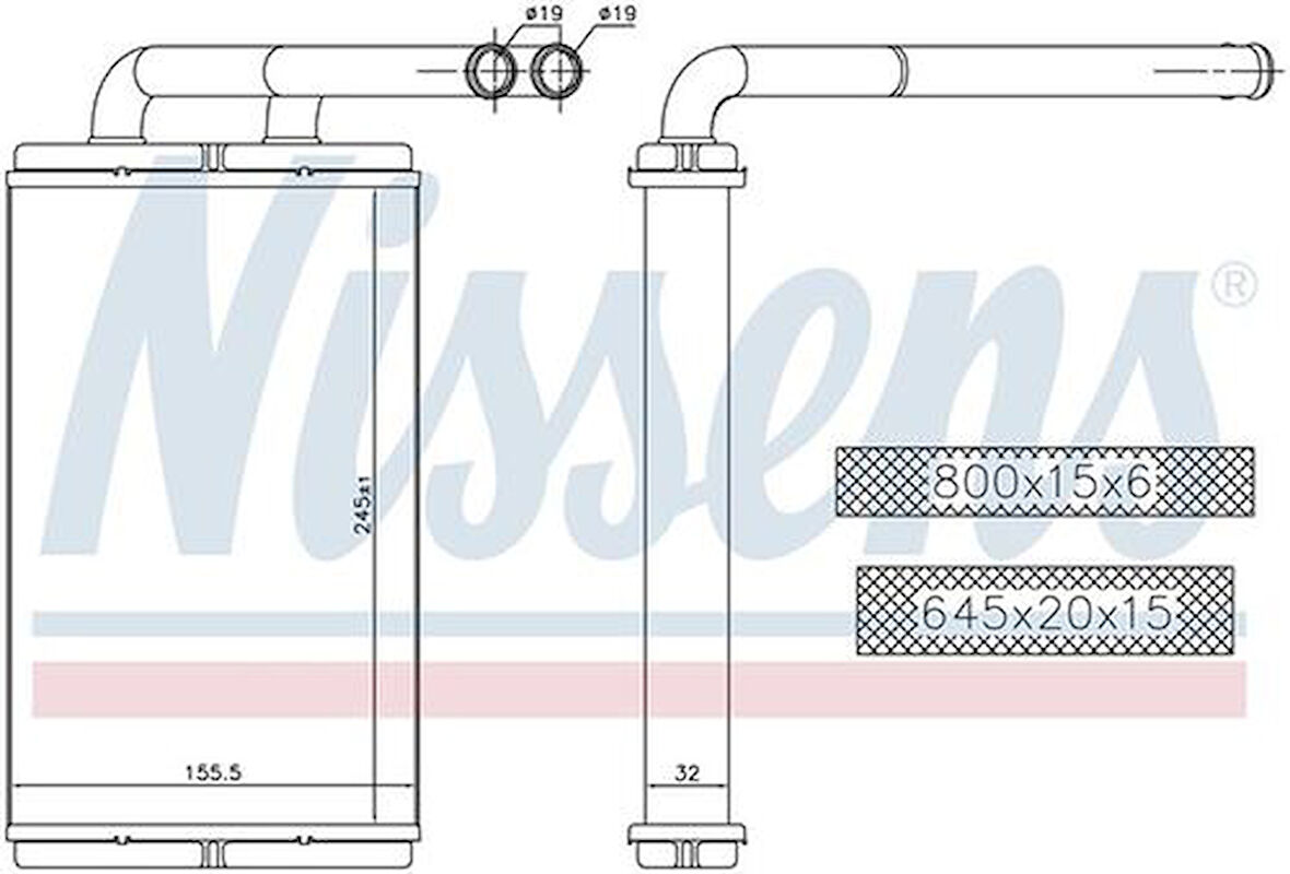 Wisco 96629611 Kalorifer Radyatörü Brazing Mt-At 245X156X32mm 96629611