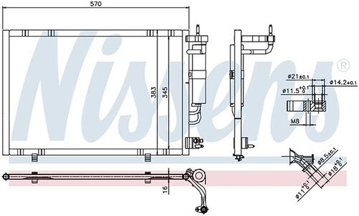Wisco AP3119710BB Klima Radyatörü Mt-At 535X385mm AP3119710BB