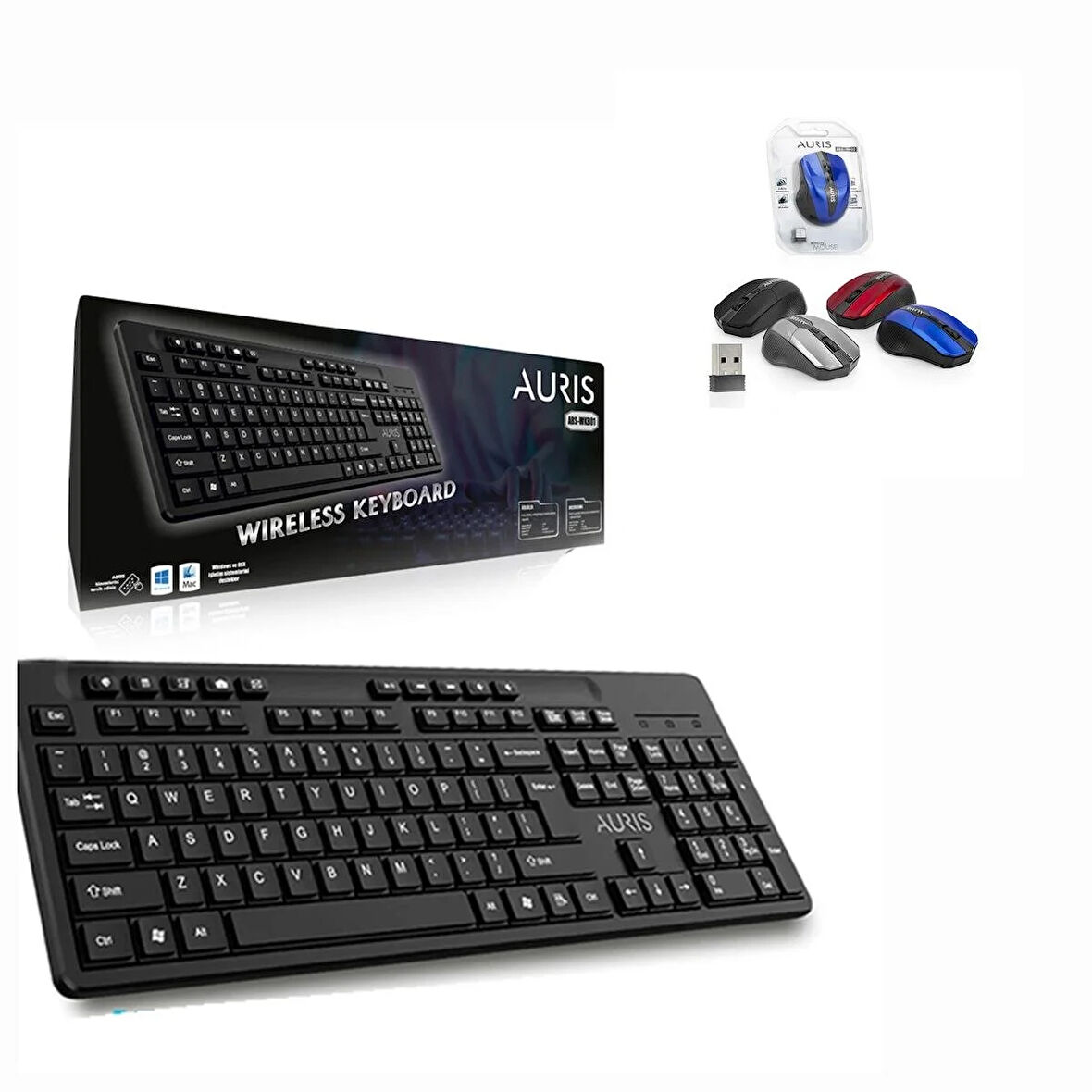 Auris WKB01 Wireless Kablosuz Klavye +Auris MW02 Wireless Kablosuz Mouse