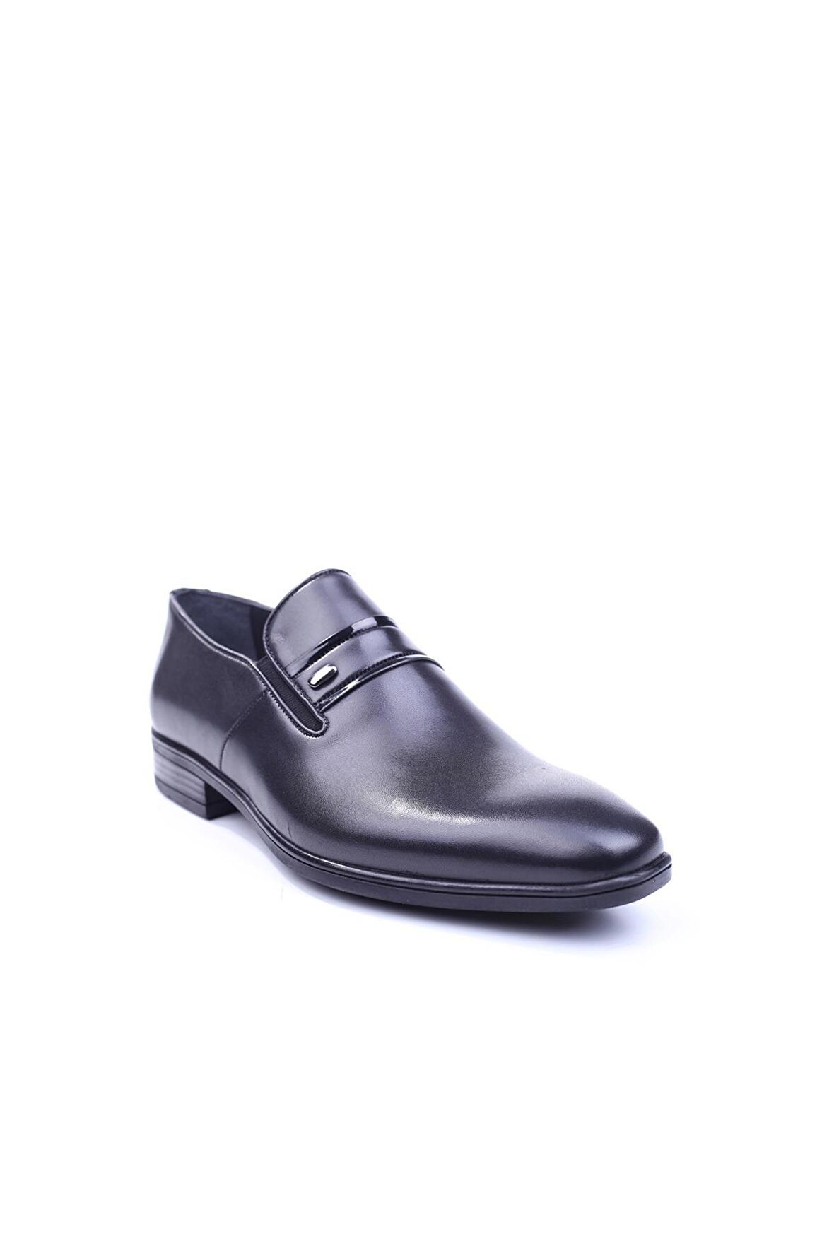 Delfino 447 Erkek Hakiki Deri Siyah Bağcıksız Klasik Kauçuk Ayakkabı 