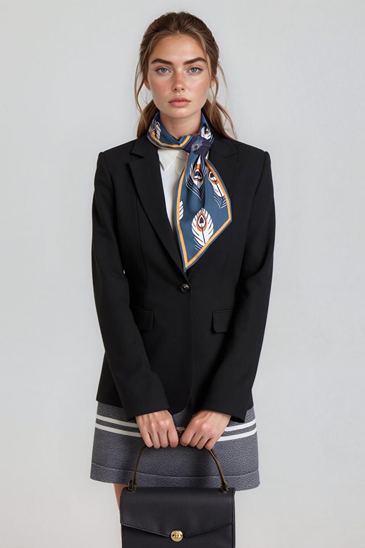 Walkenzo Tüy Desenli Çift Taraflı Kullanıma Uygun Kadın Kravat Fular