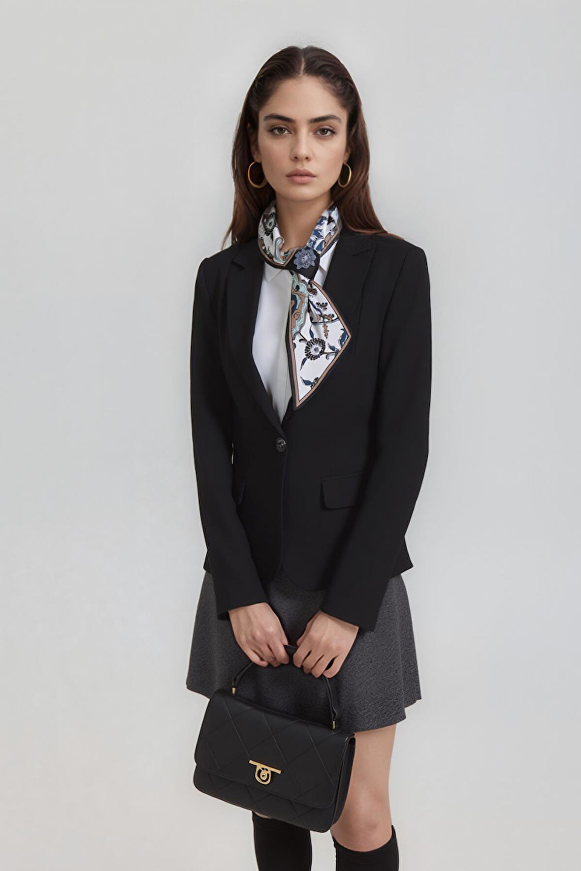 Walkenzo Çini Desenli Zarif Tasarım Şık Kadın Kravat Fular