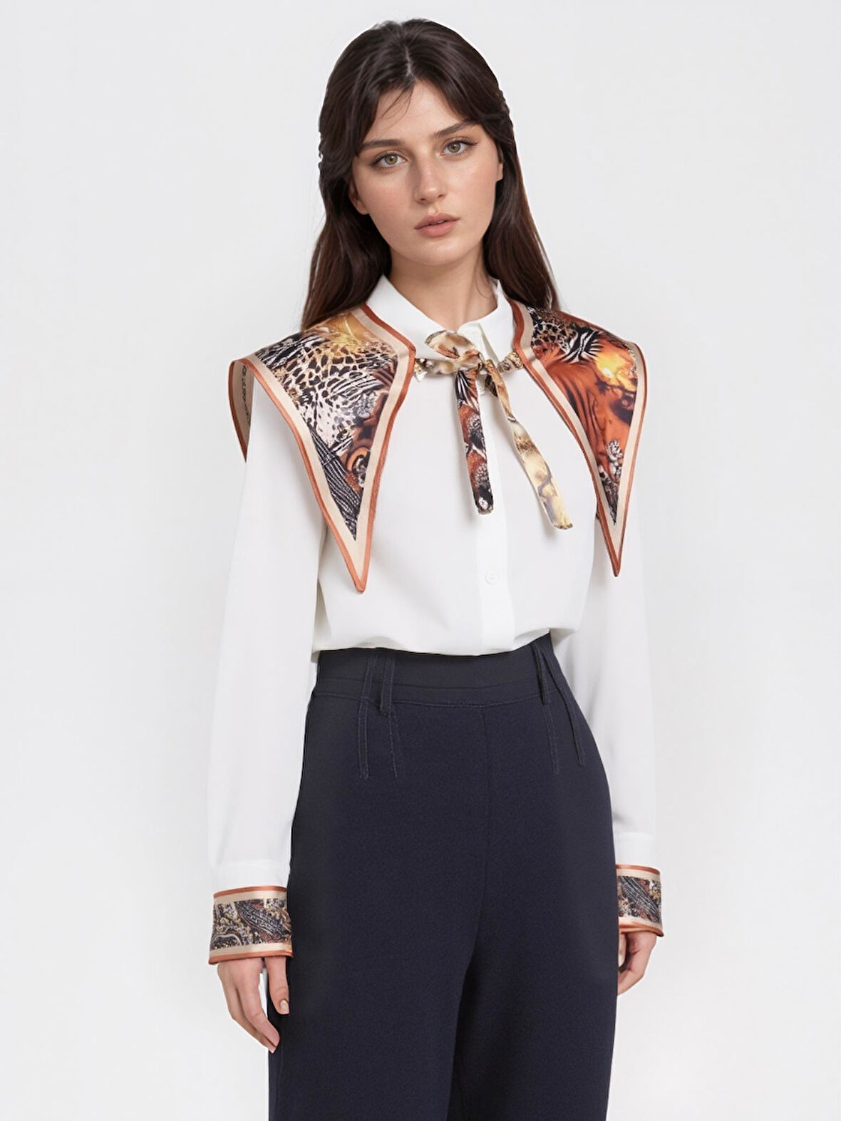 Walkenzo Leopar Desenli Bağlamalı Modern Kadın Omuz Şalı