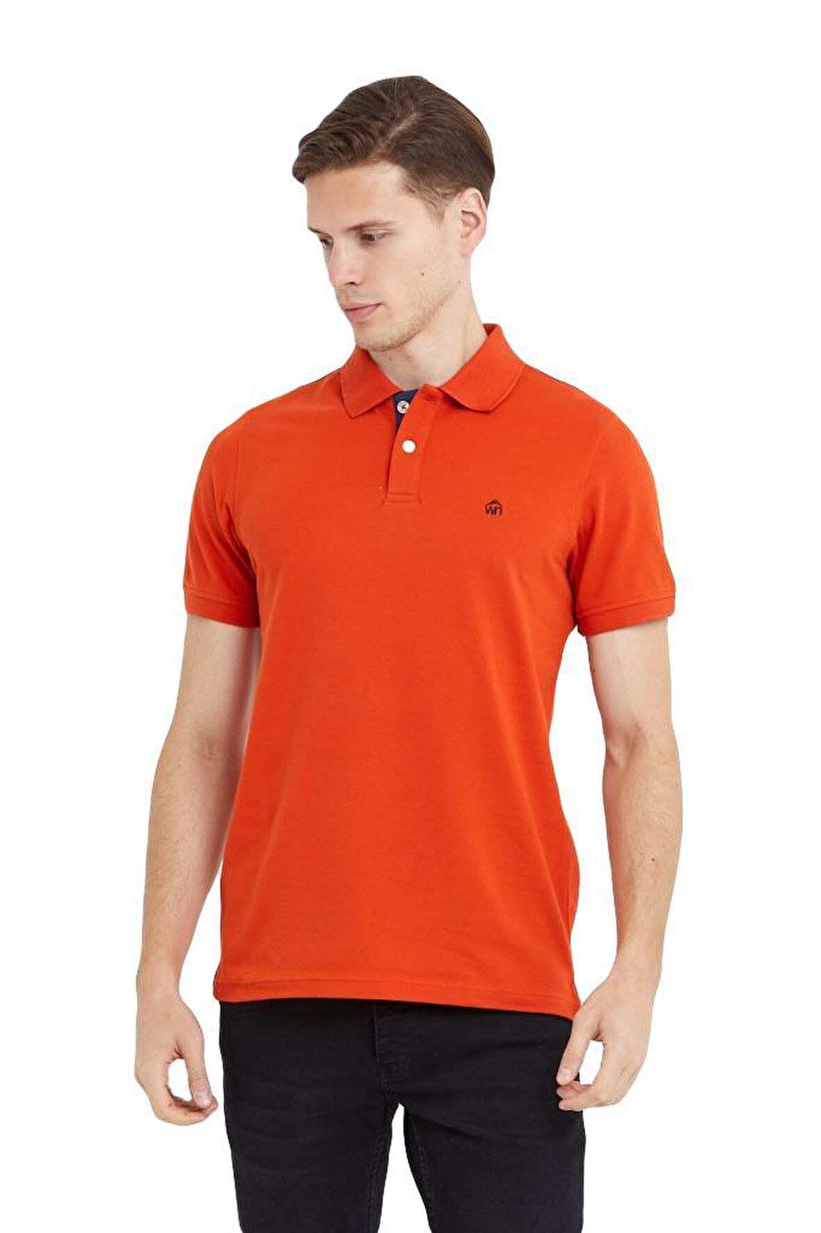 Polo Yaka Pamuklu Erkek T-shirt Kiremit-M