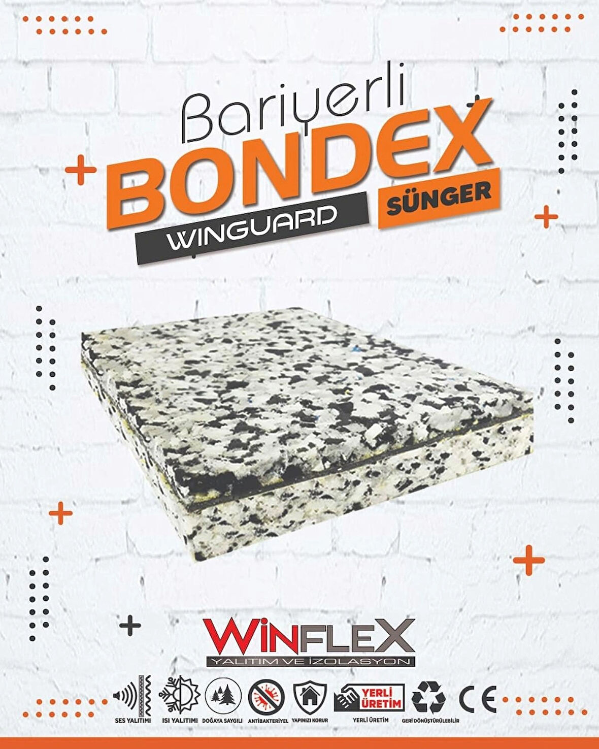 Winguard Bariyerli Ses ve Isı Yalıtım Süngeri 120DNS- 22,5MM (100X100CM)