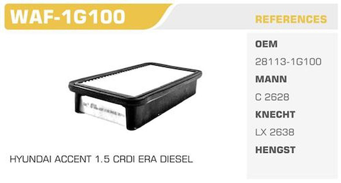 Winkel WAF-1G100 Hava Filtresi Accent Era 07-11 1.5 CRDI Kolı: 60 Ad FN0065