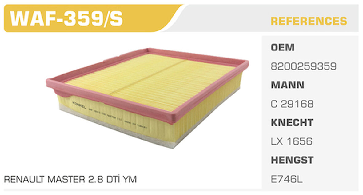 Winkel WAF-359S Hava Filtresi Master II Movano A 2.5 DCI 2.8 TDI Kolı: 27 Ad 