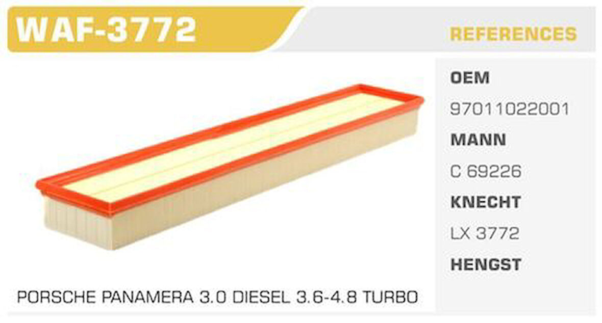 Winkel WAF-3772 Hava Filtresi Panamera 11-3.0D 3.6 4.8T Kolı: 20 Ad FN4756