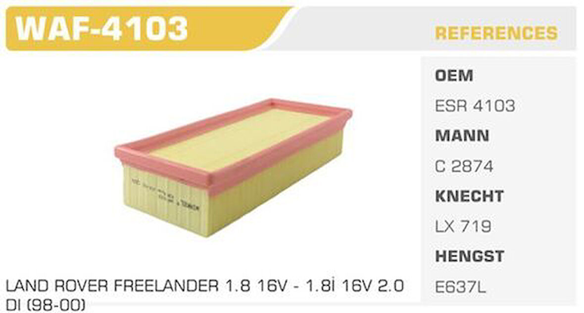 Winkel WAF-4103 Hava Filtresi 400 Freelander 1.8 2.0Dı Kolı: 20 Ad FN6003