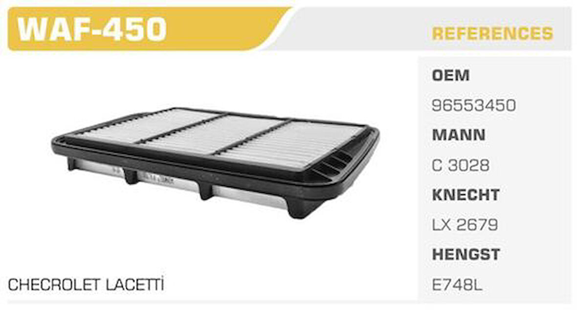 Winkel WAF-450 Hava Filtresi Lacetti 04-10 1.4 70Hp Kolı: 40 Ad FN5111
