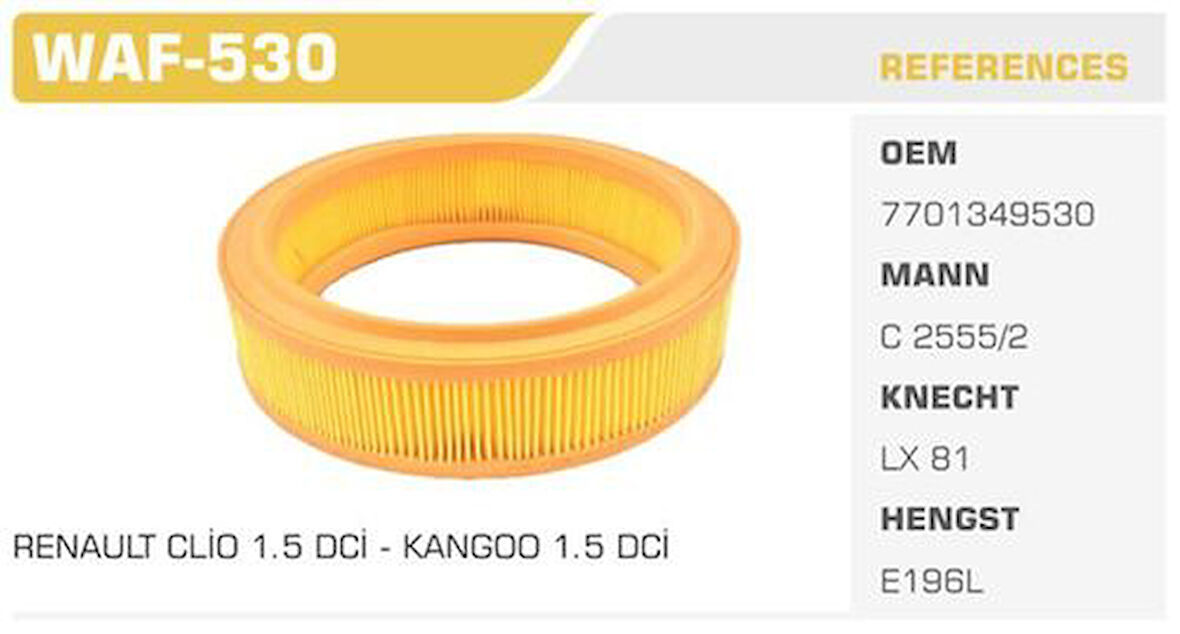 Winkel WAF-530 Hava Filtresi Renault 9 1.4 Kolı: 40 Ad FN0099