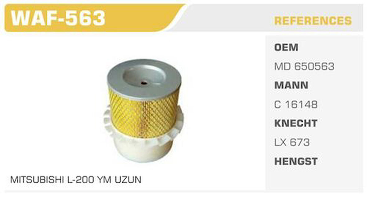 Winkel WAF-563 Hava Filtresi L200 96-2.5D 75Hp Uzun Kolı: 18 Ad FN8009