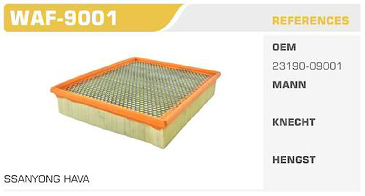 Winkel WAF-9001 Hava Filtresi Actyon Sports 07-Kyron 05-Sports 2.0XDI Kolı: 25 Ad FN3701