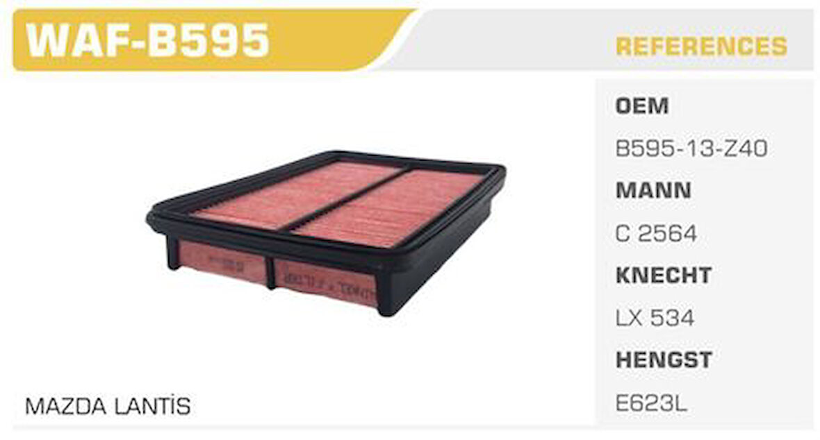 Winkel WAF-B595 Hava Filtresi Mazda 323 Familia 95-Mazda 323 Lantis 95-1.8 16V Kolı: 40 Ad FN3601