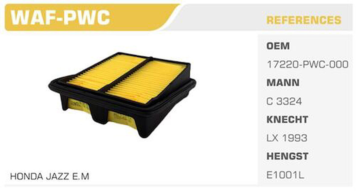 Winkel WAF-PWC Hava Filtresi Jazz 02-05 1.2 Dsı 78Hp Kolı: 40 Ad FN3510