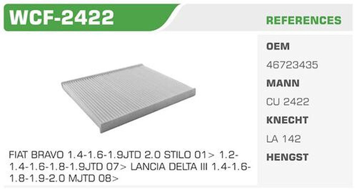 Winkel WCF-2422 Polen Filtresi Albea 01-Bravo II 07-Stilo 801-06 Delta III 08-Kolı: 68 Ad FN8803