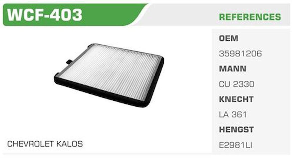 Winkel WCF-403 Polen Filtresi Aveo Kalos Kolı: 68 Ad FN9102