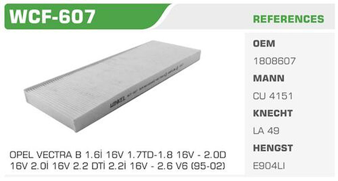Winkel WCF-607 Polen Filtresi Vectra B Kolı: 36 Ad FN7107
