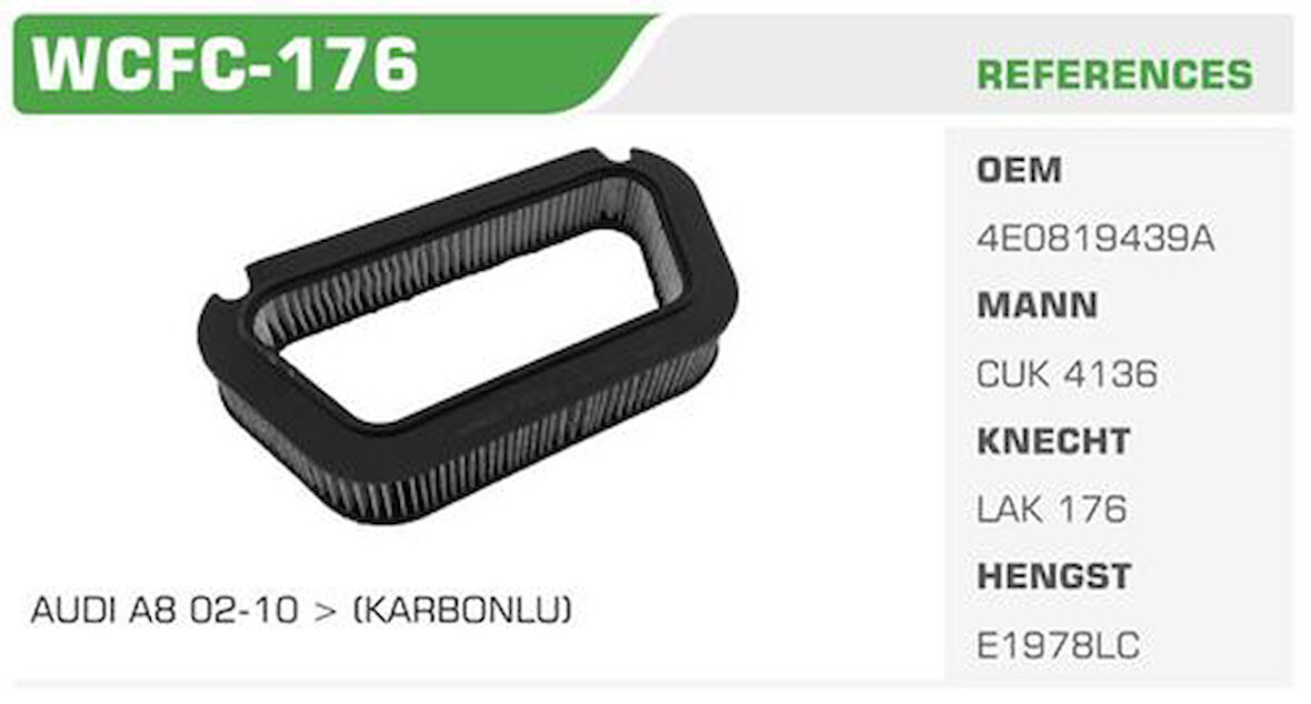 Winkel WCFC-176 Polen Filtresi A8 03-Karbonlu Kolı: 20 Ad 