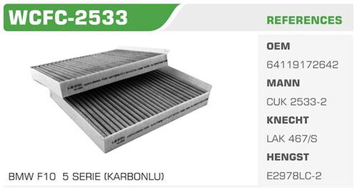Winkel WCFC-2533 Polen Filtresi BMW 5 10-BMW 6 11-BMW 7 08-Kolı: 24 Ad FN8604