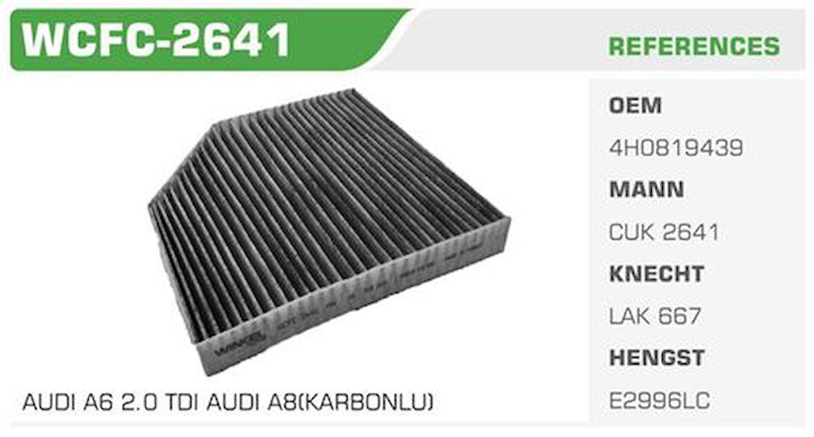 Winkel WCFC-2641 Polen Filtresi A6 11-A7 10-A8 12-Karbonlu Kolı: 27 Ad FN8304