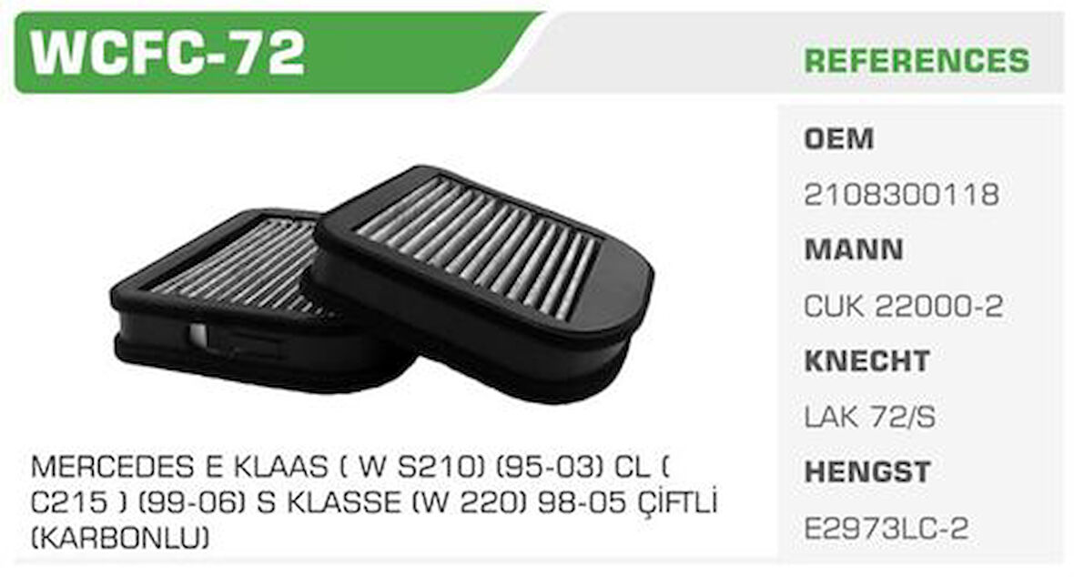 Winkel WCFC-72 Polen Filtresi Mercedes W210 W220 Crossfire Karbonlu Kolı: 20 Ad 
