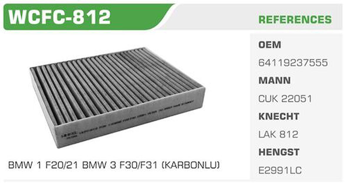 Winkel WCFC-812 Polen Filtresi BMW 1 BMW 2 BMW 3 BMW 4 Kolı: 36 Ad FN8617