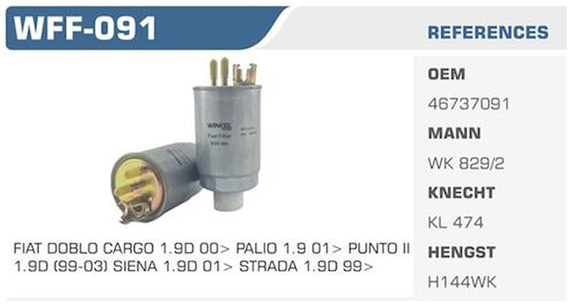 Winkel WFF-091 Mazot Filtresi Doblo 1.9D Kolı: 24 Ad FN2061