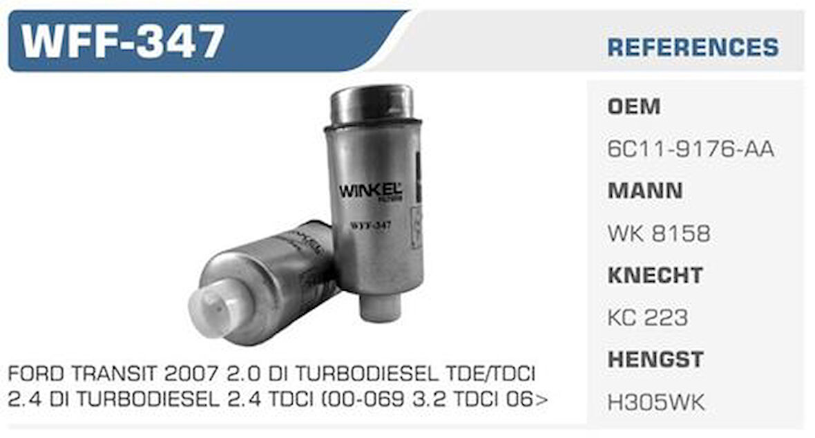 Wınkel Wff-347 Mazot Filtresi Transıt V347 06> 2.2 Tdcı 2.2Tdı Kolı: 50 Ad.