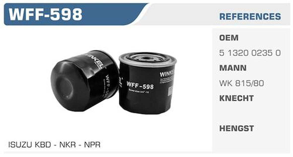 Winkel WFF-598 Mazot Filtresi D-Max Zp 598 Nkr NPR TFR Kolı: 50 Ad FN0141