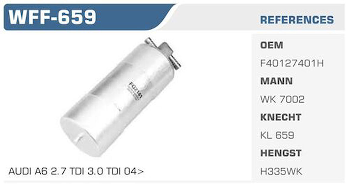 Wınkel Wff-659 Mazot Filtresi A6 2.7 TDI 3.0 TDI Canb Cand Cana Cdya Cdyc Kolı: 50 Ad.