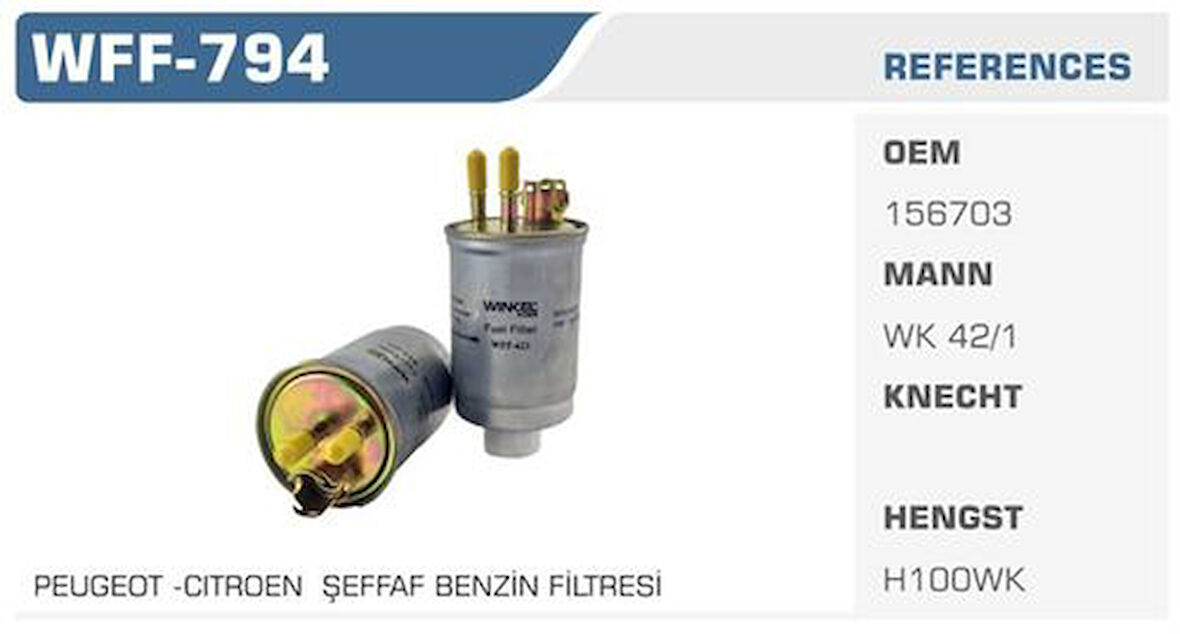 Winkel WFF-794 Benzin Filtresi Murat 131 Renault 19 Renault 21 Clio I Escort IV 86-90 Sunny I 82-87 Küçük Tip Universal Kolı: 24 Ad 