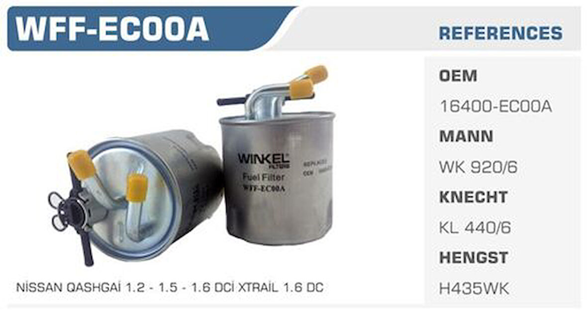 Winkel WFF-EC00A Mazot Filtresi Navara 05-12 2.5 DCI Kolı: 50 Ad FN2089