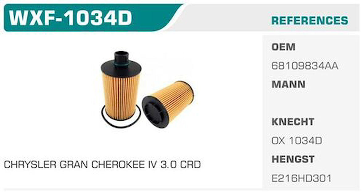 Winkel WXF-1034D Yağ Filtresi Cherokee Grand Cherokee Kolı: 50 Ad 