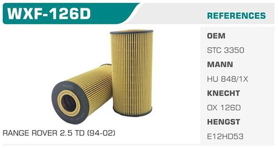 Winkel WXF-126D Yağ Filtresi BMW 3 E36 BMW 5 E39 325 525 TD TDS Mann Tipi Kolı: 50 Ad 