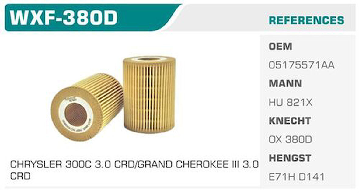 Winkel WXF-380D Yağ Filtresi Mercedes C E M Seri Sprinter Viano Vito 300 C Kolı: 50 Ad 