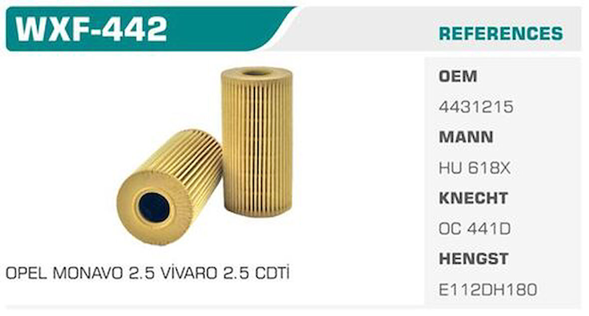 Wınkel Wxf-442 Yağ Filtresi Eco Megane II III Laguna II III Scenıc II Latıtude Espace IV Trafıc II Master II III Master III 10> Vıvaro Movano Movano 10> Qashqaı 11> 2010-2017 Arası Araclar Icın Kolı: 50 Ad.